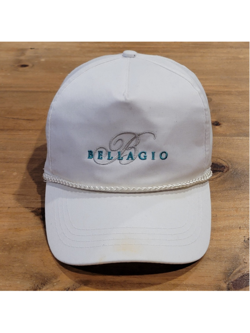 Vintage Bellagio Hat White Rope 90s Golf One Size Adjustable Casino Hotel Resort